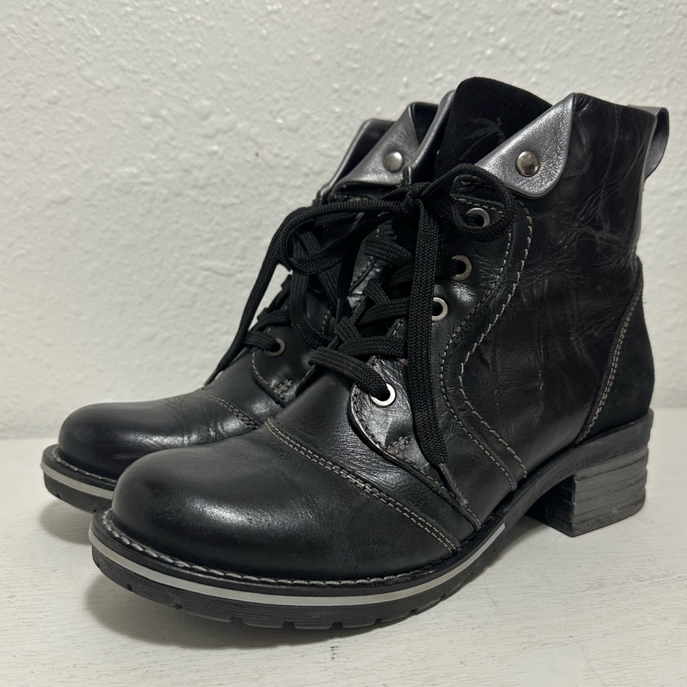 Dromedaris Karissa boot Black Lace-Up Leather Ankle Boots for Women